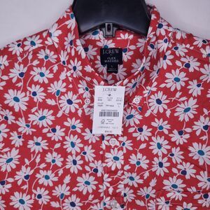 J Crew Shirt Large Floral Red Flex Washed Slim Fit Casual NWT